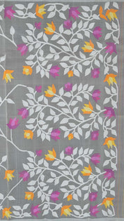 Cream Muslin & Mushroom Silk Saree