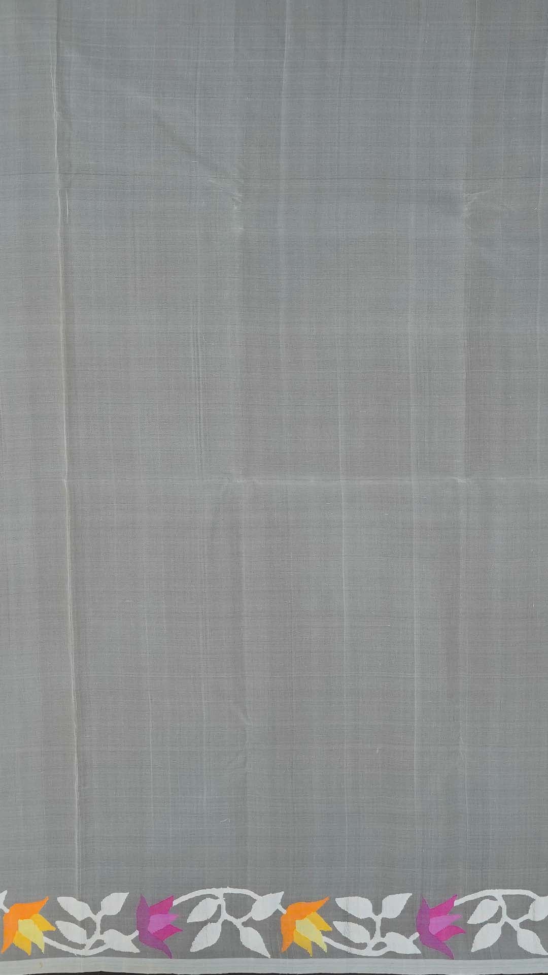 Cream Muslin & Mushroom Silk Saree