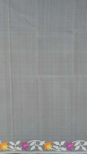 Cream Muslin & Mushroom Silk Saree