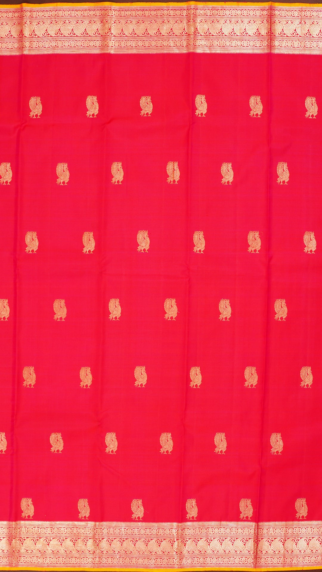 Reddish Pink Kanchipuram Saree with Butta Weave