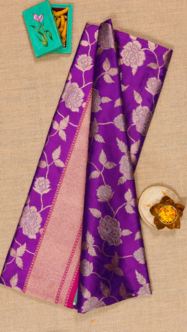 Violet Banaras Silk Saree with Contrast Zari