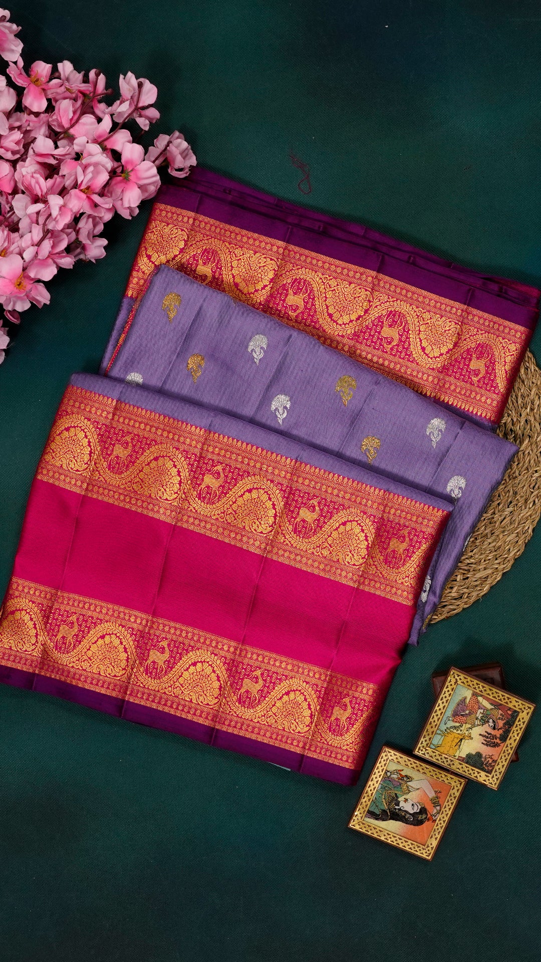 Lilac Kanchi Twill Pattu Silk Saree with Zari