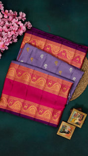 Lilac Kanchi Twill Pattu Silk Saree with Zari