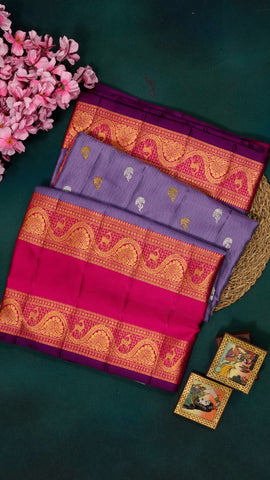 Lilac Kanchi Twill Pattu Silk Saree with Zari