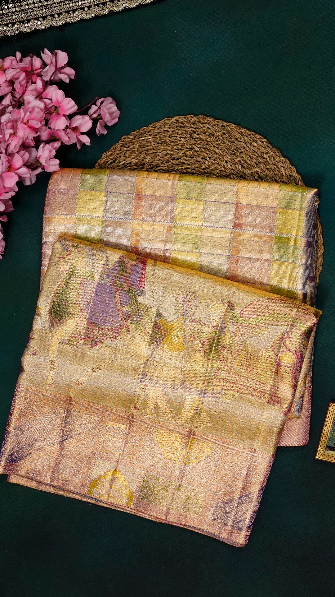Multicolour Kanchipattu Silk Saree with Zari