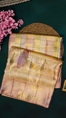 Multicolour Kanchipattu Silk Saree with Zari
