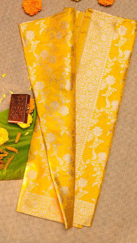 Bright Yellow Banarasi Silk Saree with Gold Zari