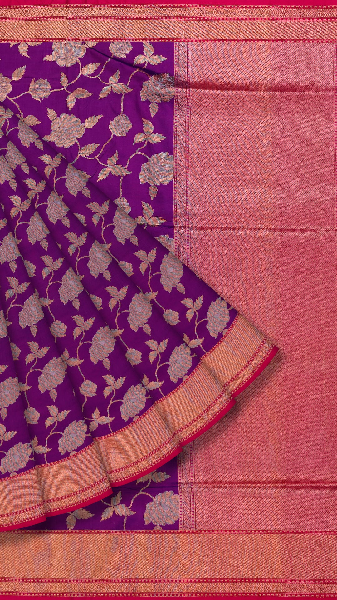 Violet Banaras Silk Saree with Contrast Zari