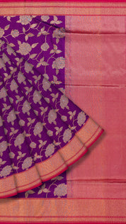 Violet Banaras Silk Saree with Contrast Zari