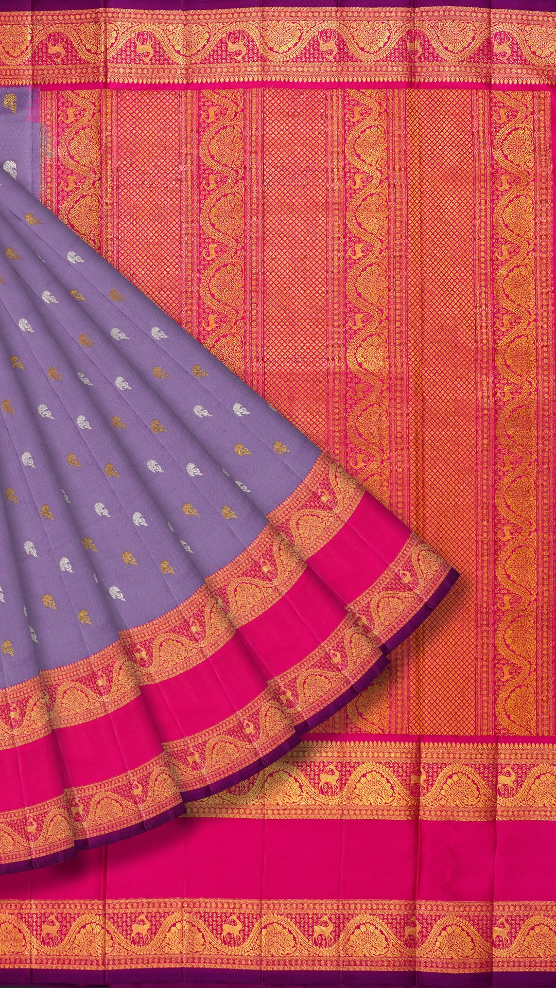 Lilac Kanchi Twill Pattu Silk Saree with Zari