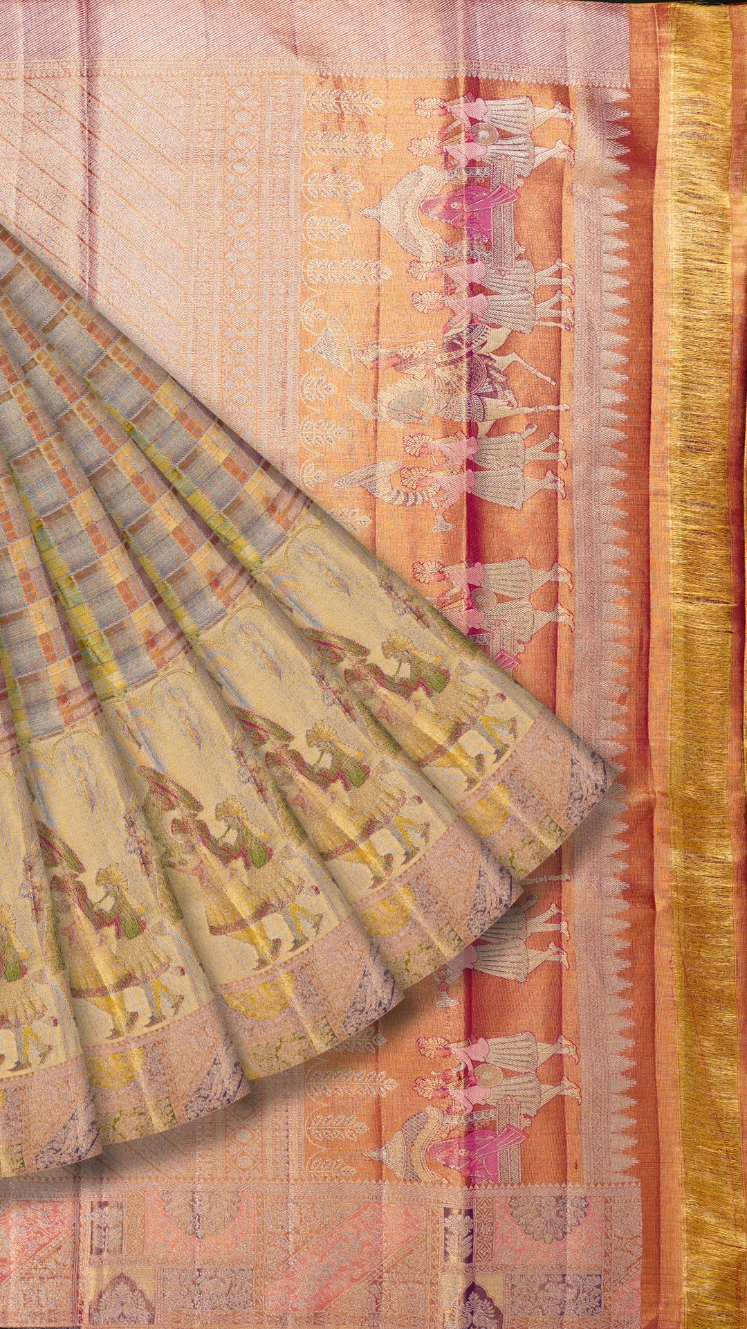 Multicolour Kanchipattu Silk Saree with Zari