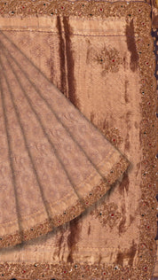 Light Mauve Banarasi Kora Saree with Zardosi Border