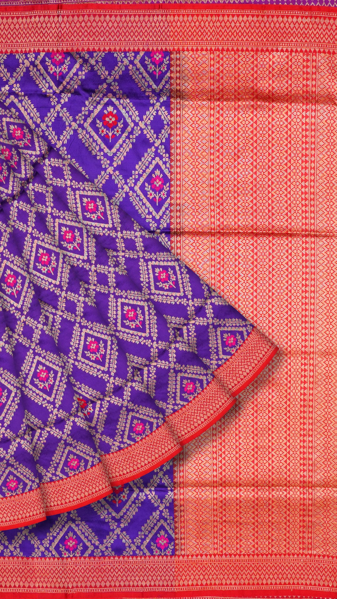 Red Banarasi Silk Saree with Gold Zari & Brocade