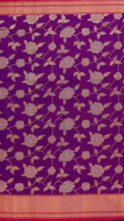 Violet Banaras Silk Saree with Contrast Zari