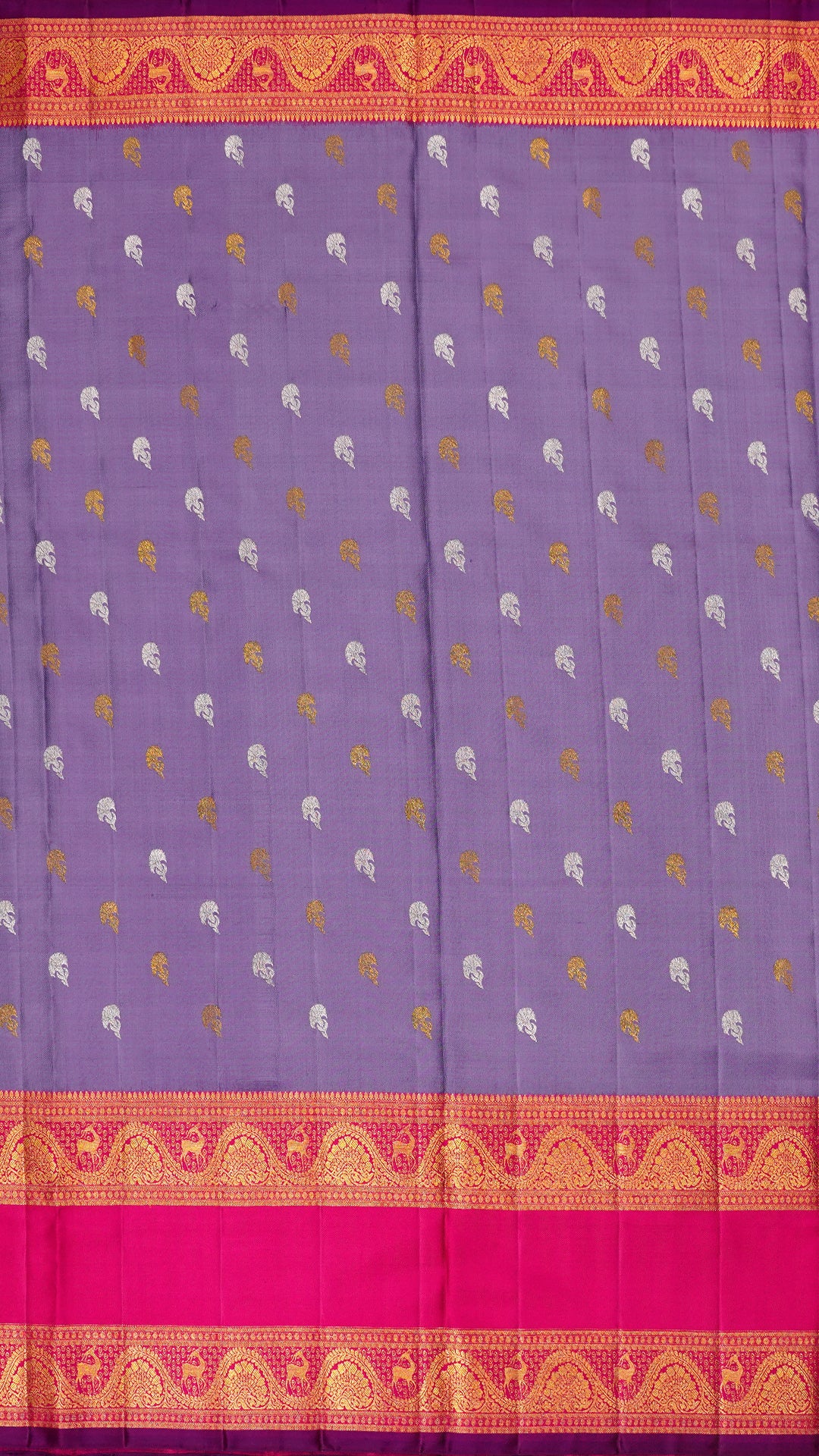 Lilac Kanchi Twill Pattu Silk Saree with Zari
