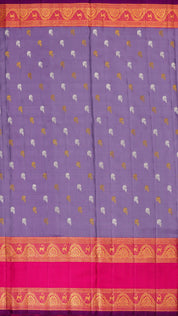 Lilac Kanchi Twill Pattu Silk Saree with Zari