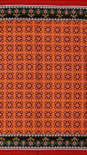 Burnt Orange Patan Patola Silk Saree with Stripes