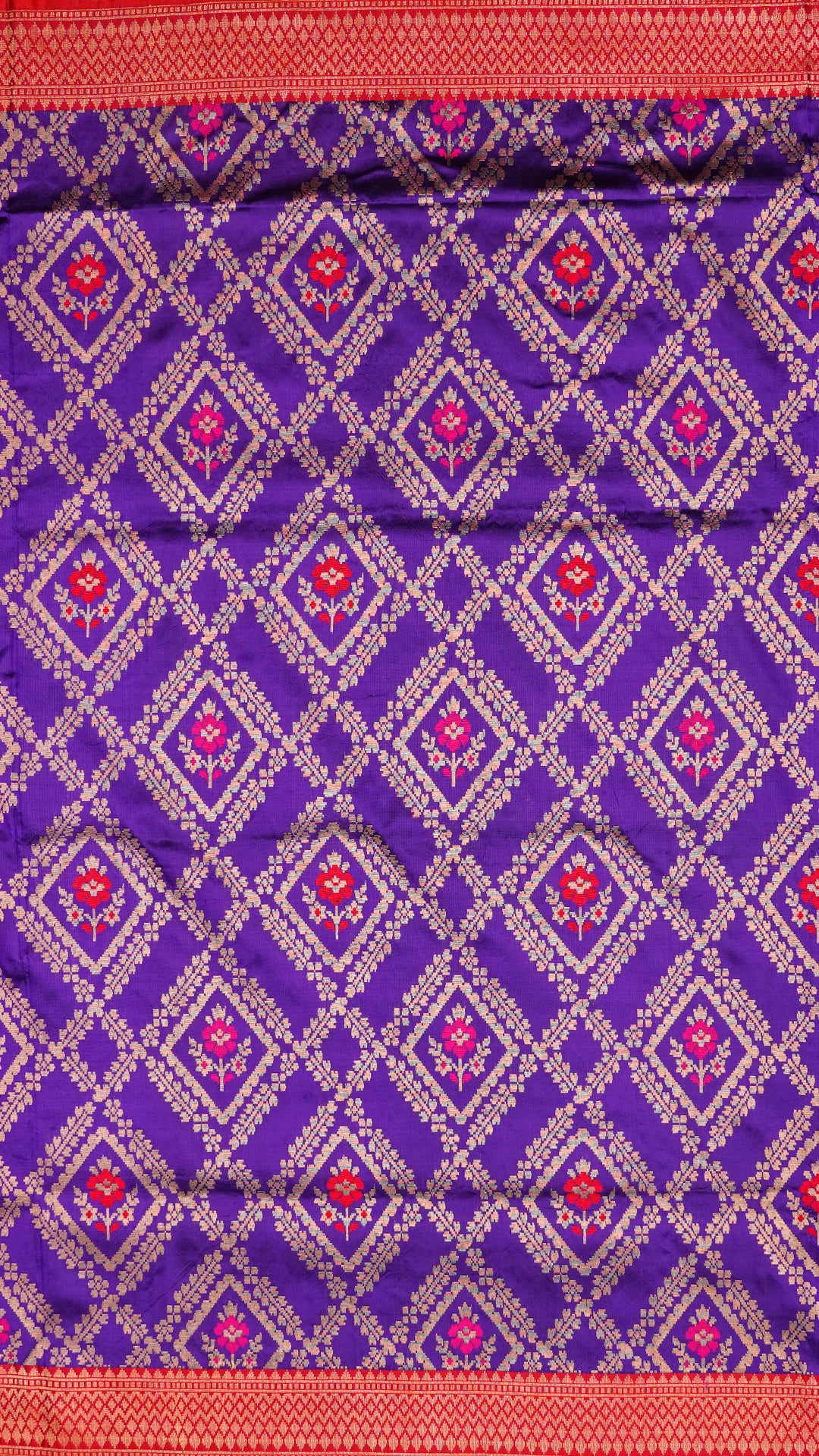 Red Banarasi Silk Saree with Gold Zari & Brocade