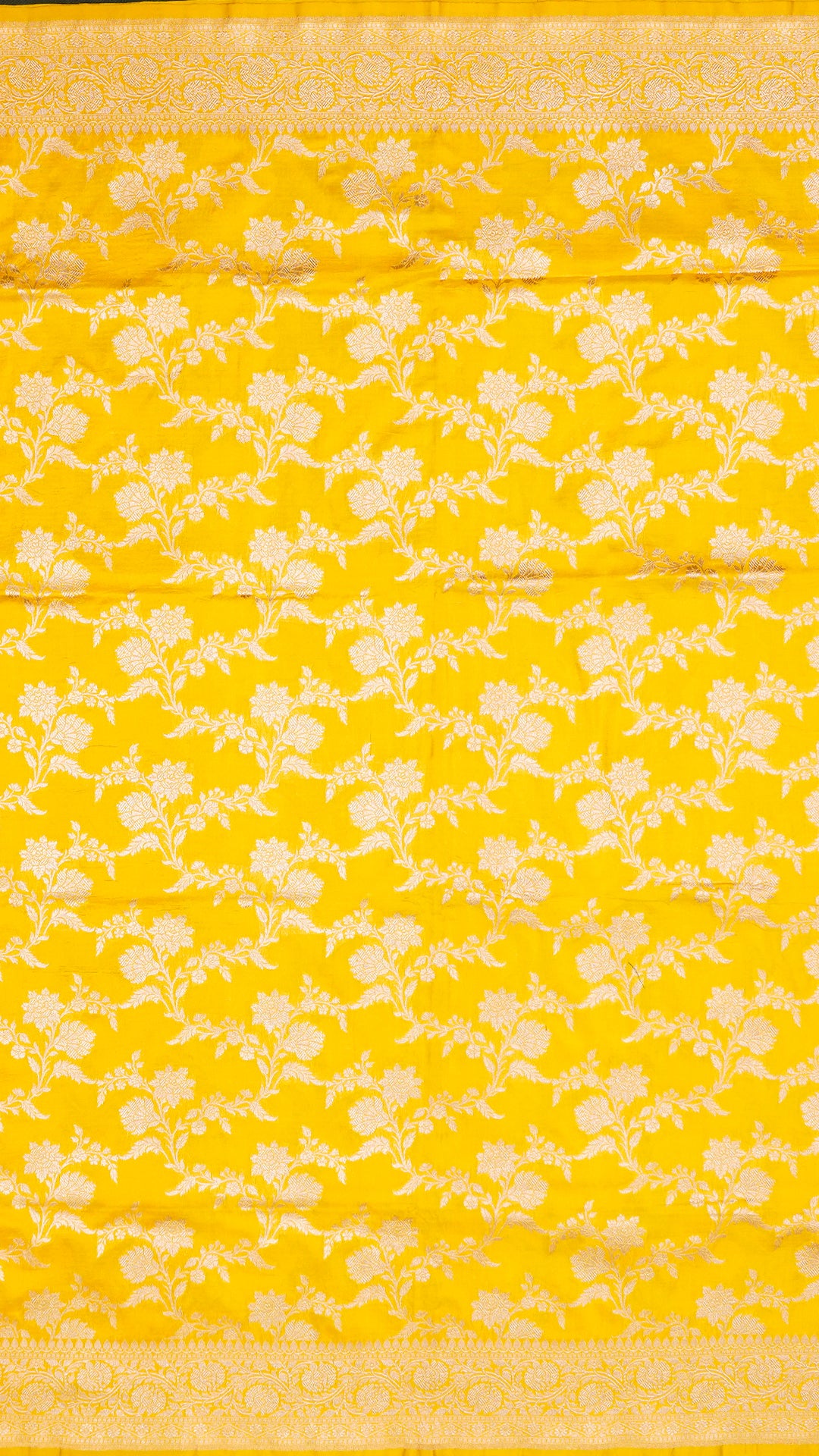 Bright Yellow Banarasi Silk Saree with Gold Zari