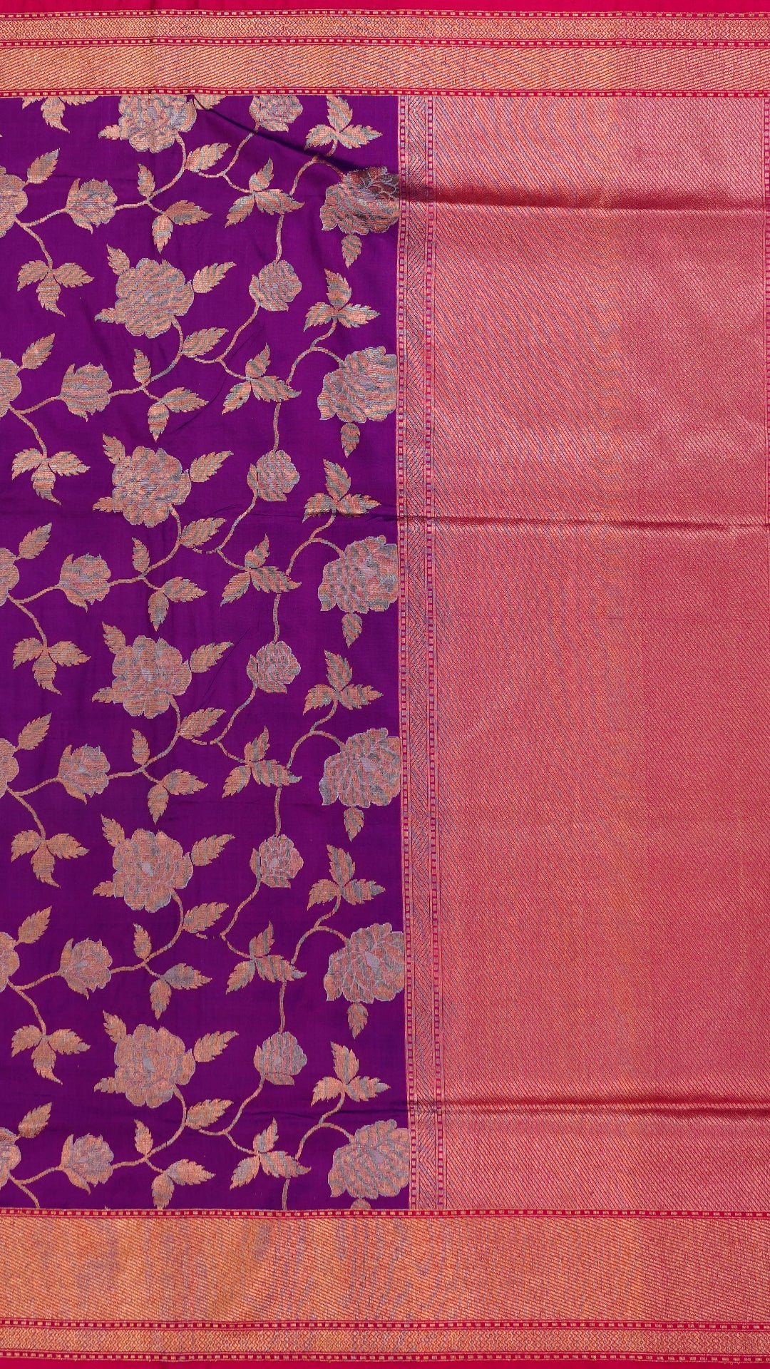 Violet Banaras Silk Saree with Contrast Zari
