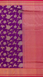 Violet Banaras Silk Saree with Contrast Zari