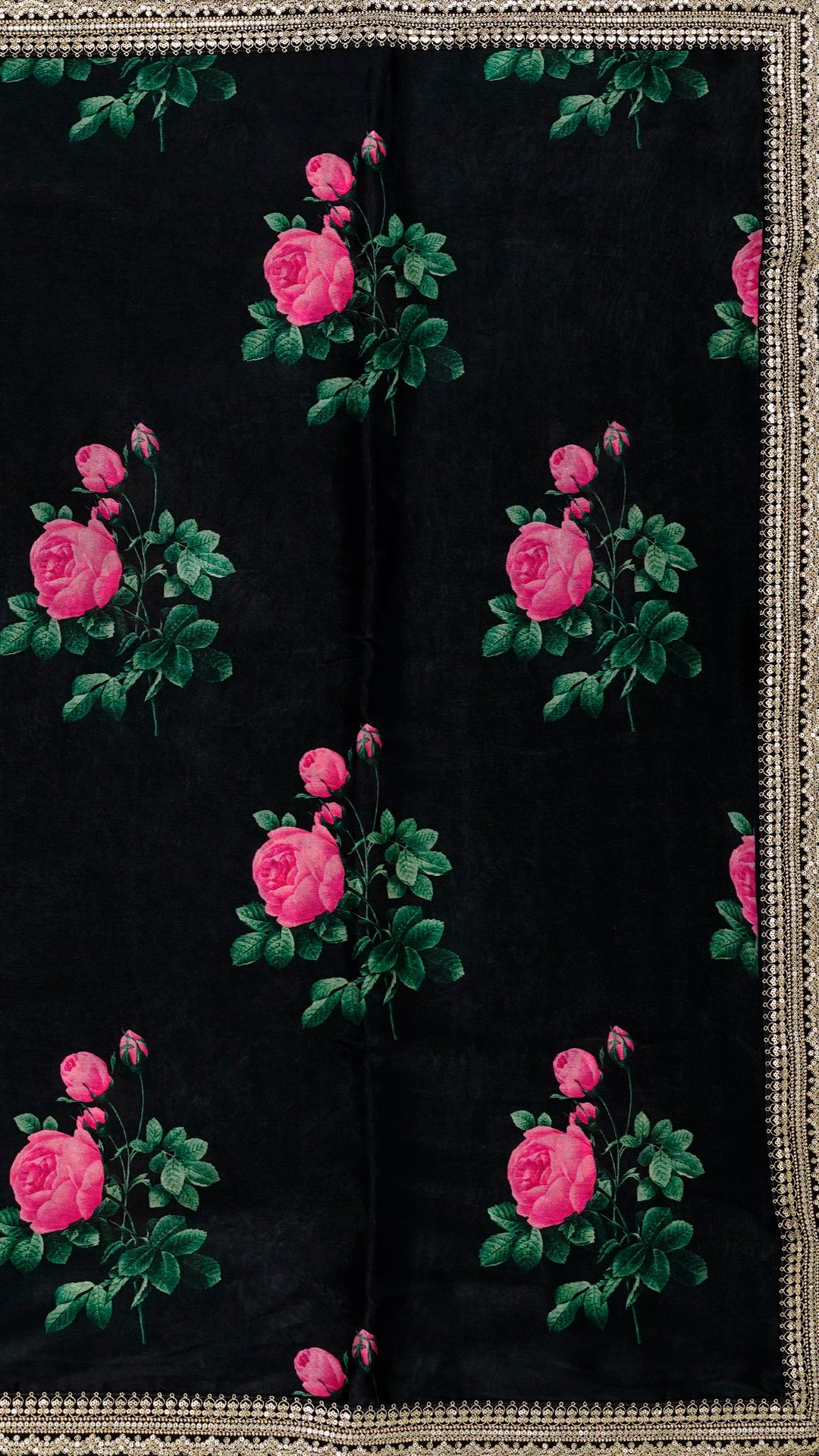 Black Fancy Satin Silk Saree with Embroidery