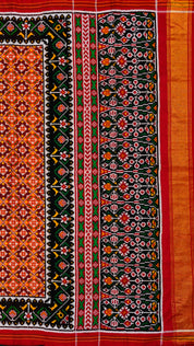 Burnt Orange Patan Patola Silk Saree with Stripes