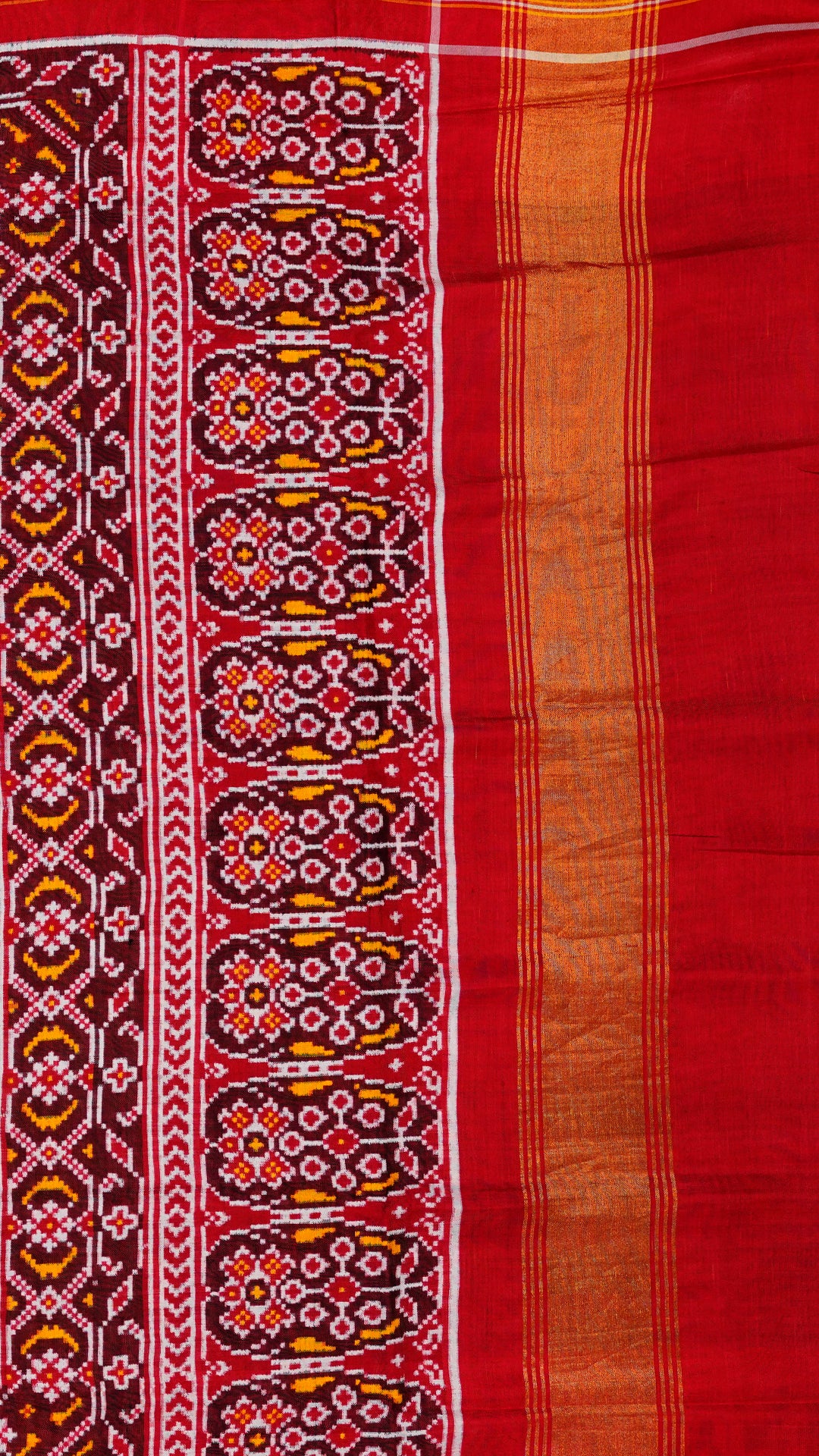 Bluish Green Patan Patola Silk Saree with Stripes