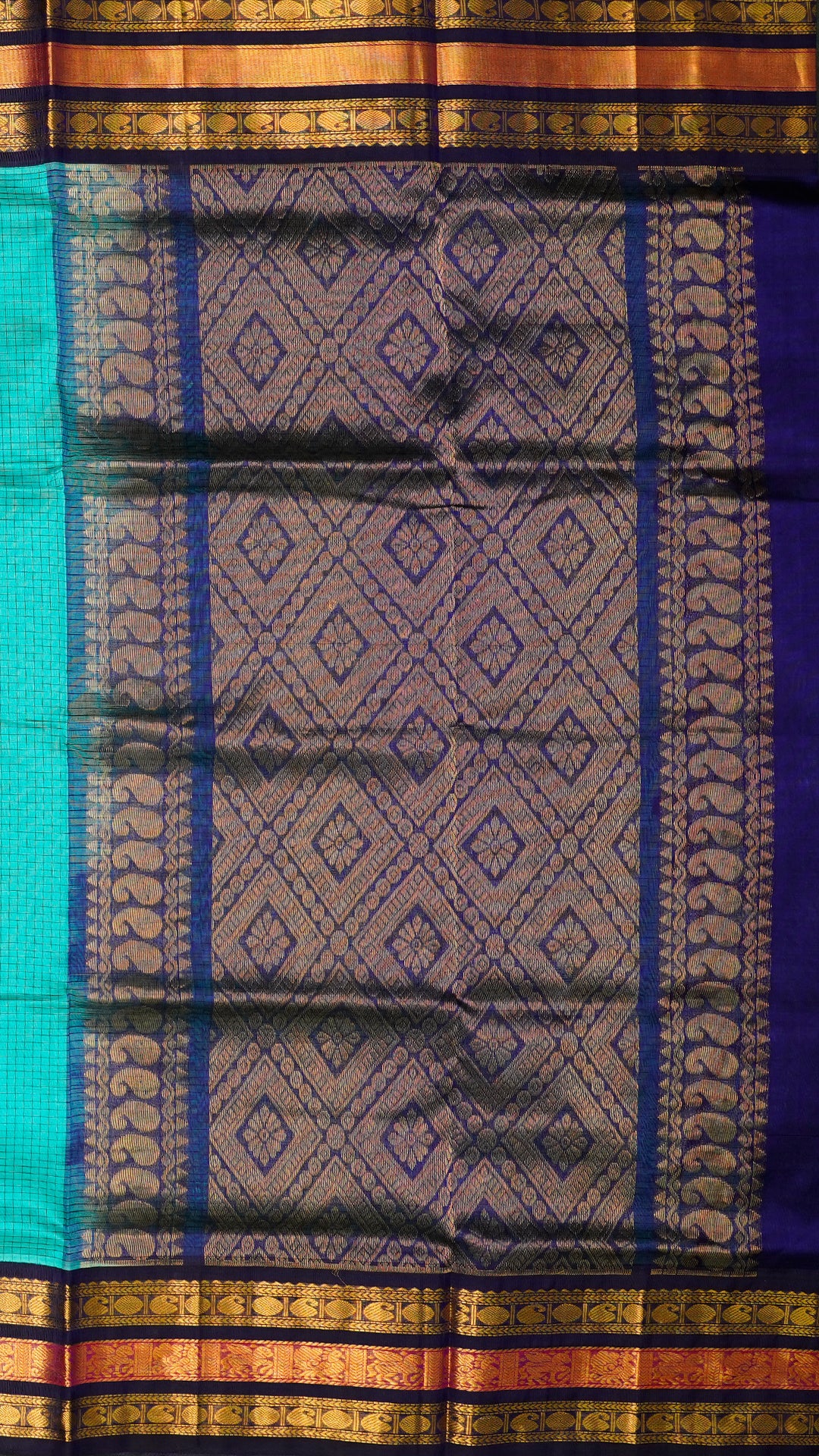 Traditional Kuppadam Silk Saree with Small Checks