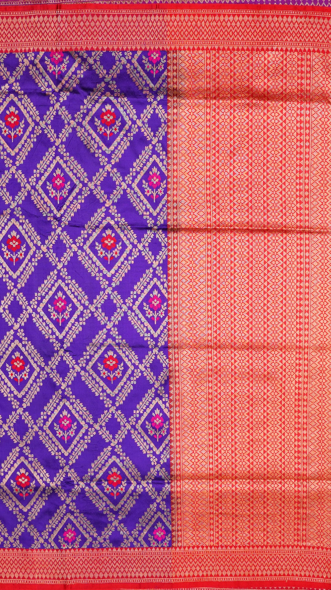 Red Banarasi Silk Saree with Gold Zari & Brocade