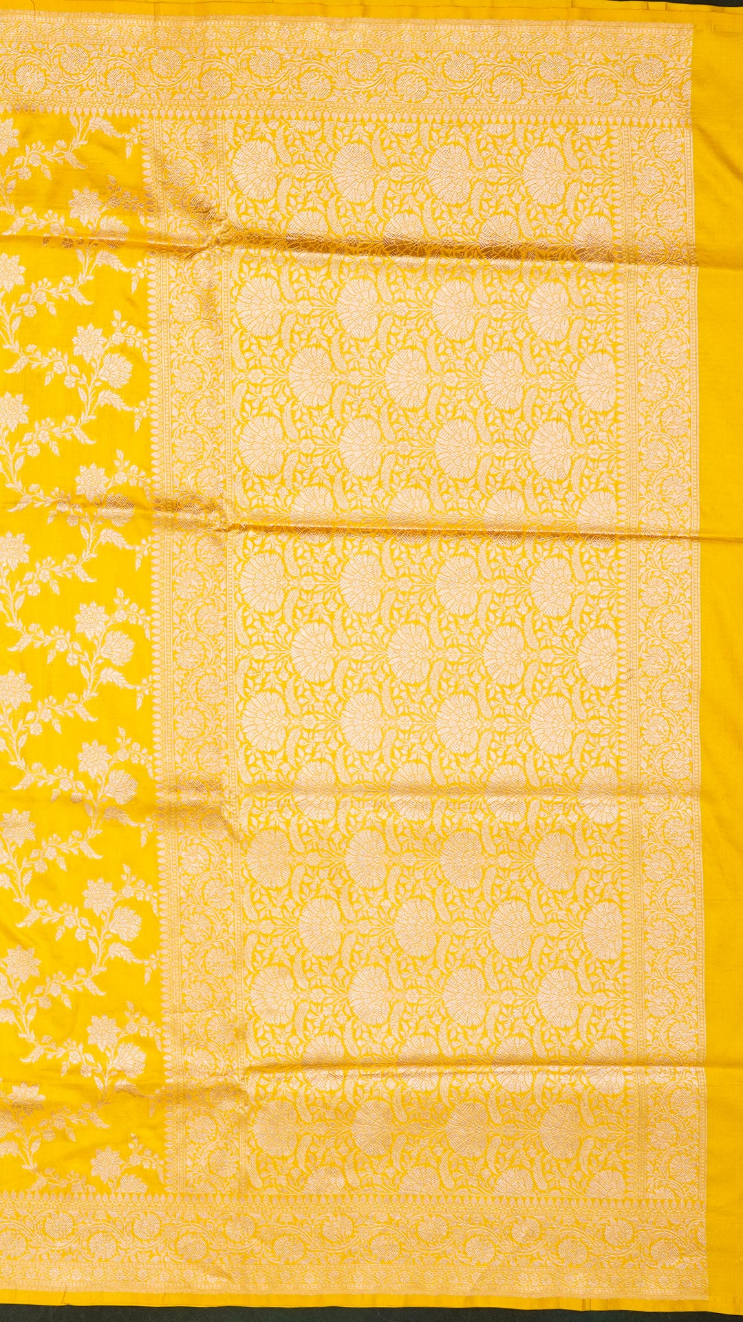 Bright Yellow Banarasi Silk Saree with Gold Zari