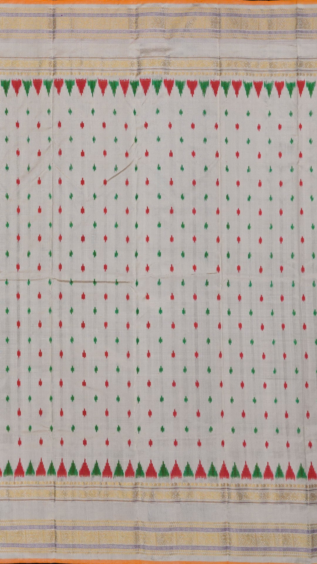 Rani Pink Ikkath Silk Saree with White Zari Border