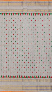 Rani Pink Ikkath Silk Saree with White Zari Border