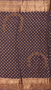 Light Mauve Banarasi Kora Saree with Zardosi Border