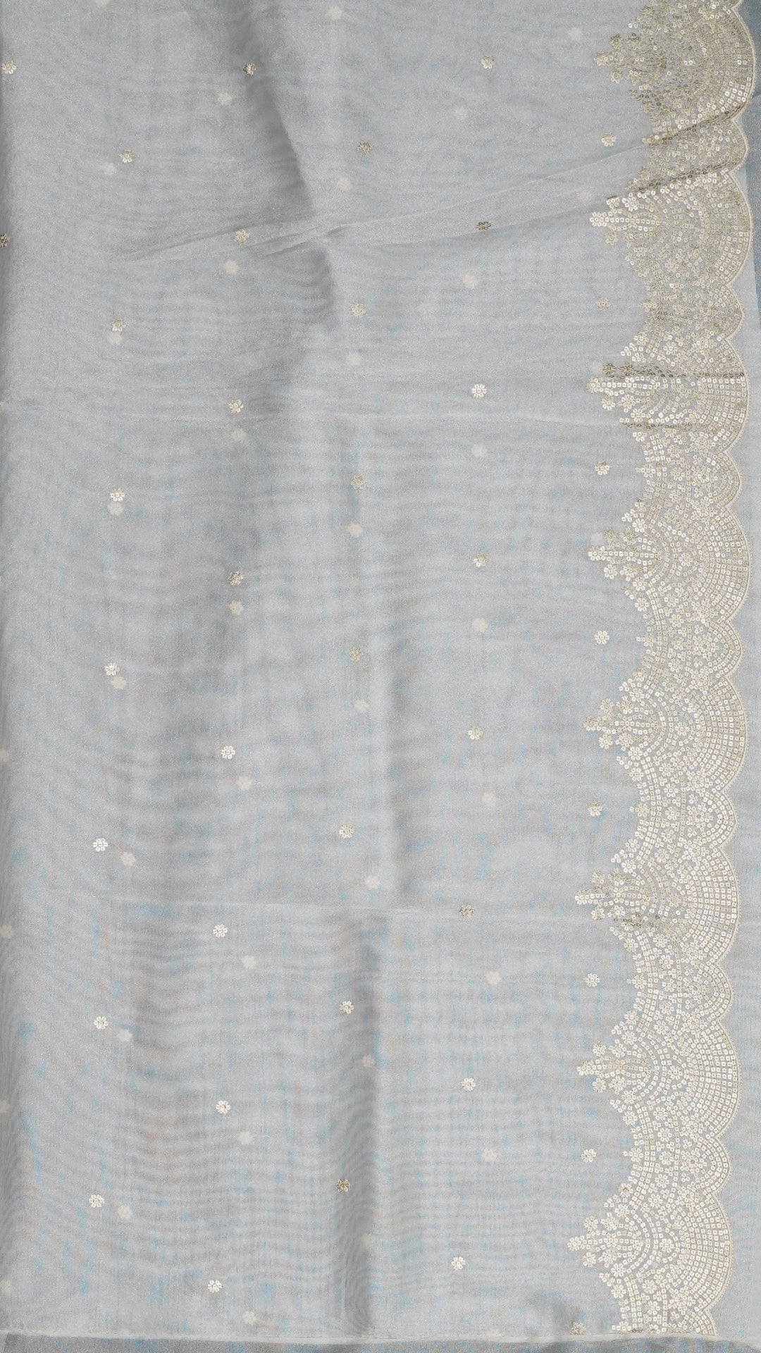 Buy White Tissue Silk Saree – Scallop & Sequins | Vaarahi Silks