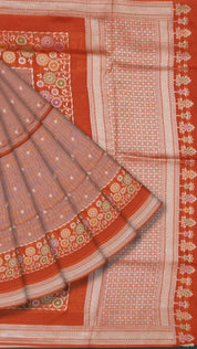 Orange Munga Tussar Silk Workwear Saree | Vaarahi Silks