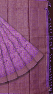 Lylac Chiniya Silk Saree with Antic Zari Border