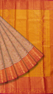 Onion Pink Kanchipuram Saree with Dark Pink Contrast