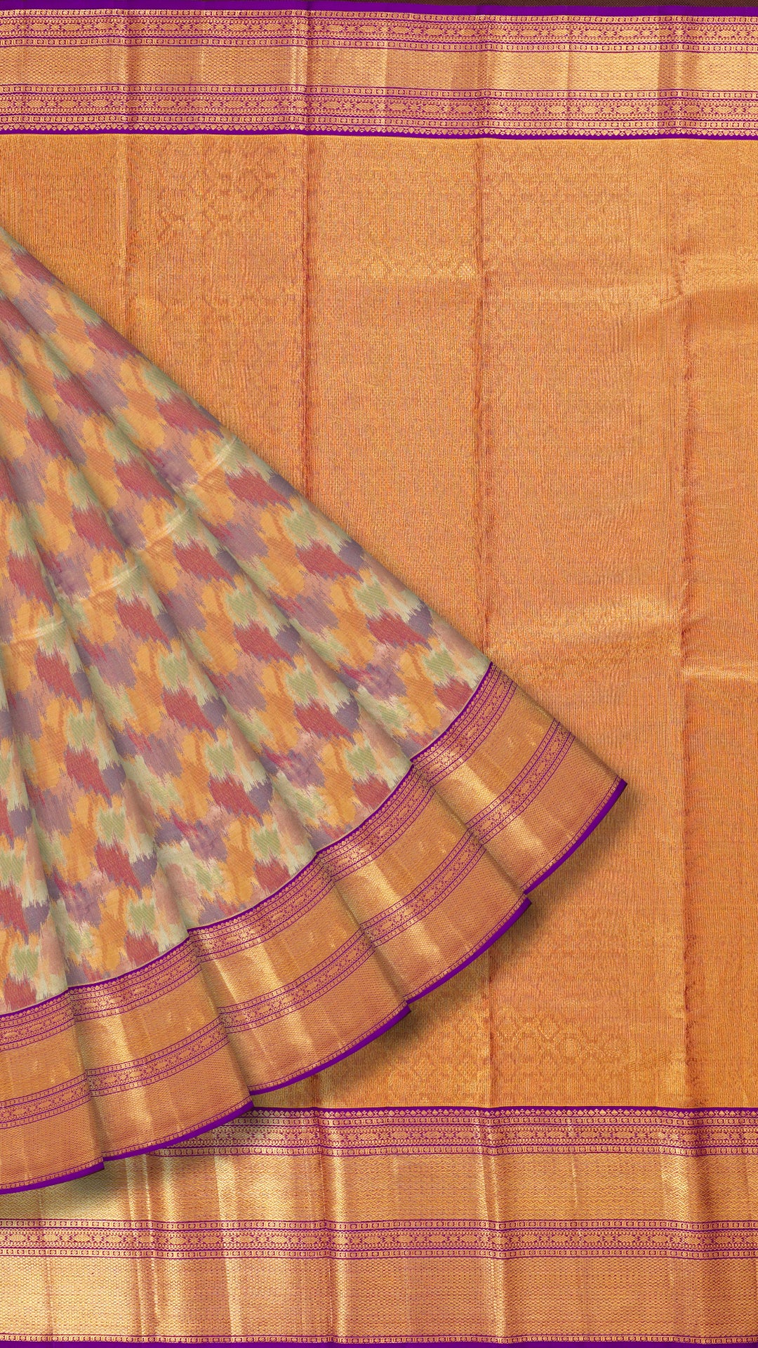 Multi-Colour Kanchipuram Saree with Abstract Design