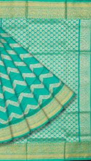 Rama Green Uppada Silk Saree with Gold Designer Buttas