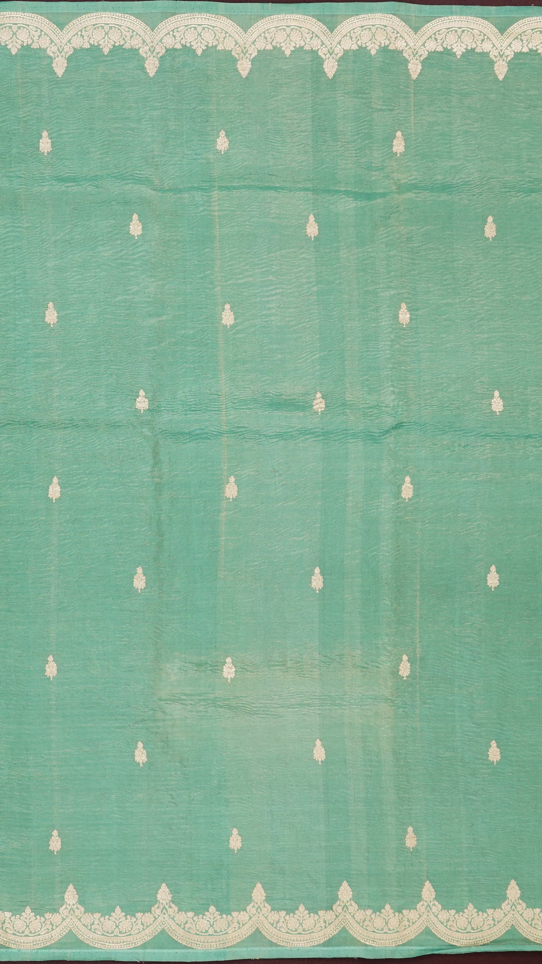 Mint Green Crush Silk Saree with Zari Border