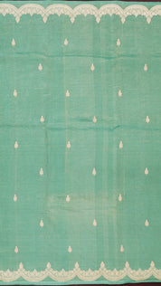 Mint Green Crush Silk Saree with Zari Border