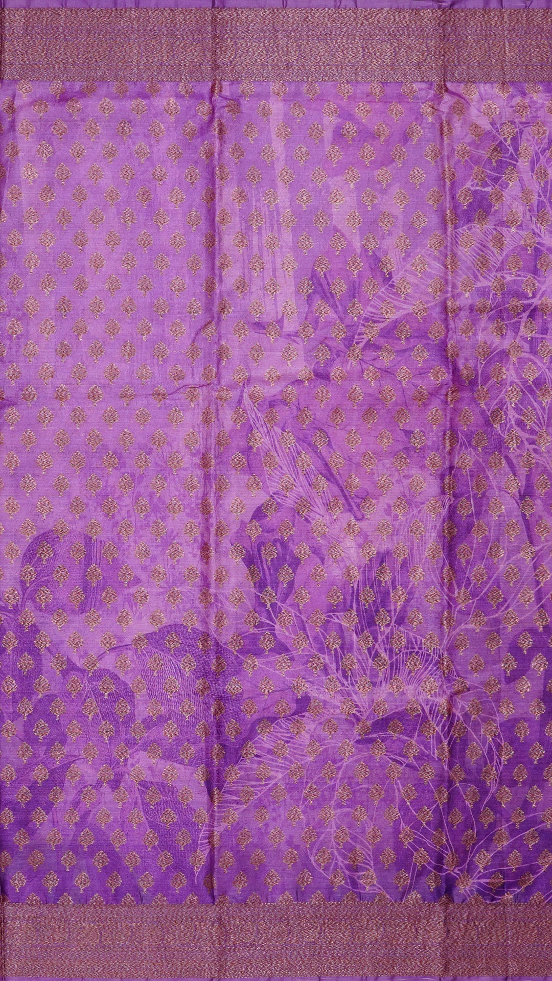 Lylac Chiniya Silk Saree with Antic Zari Border