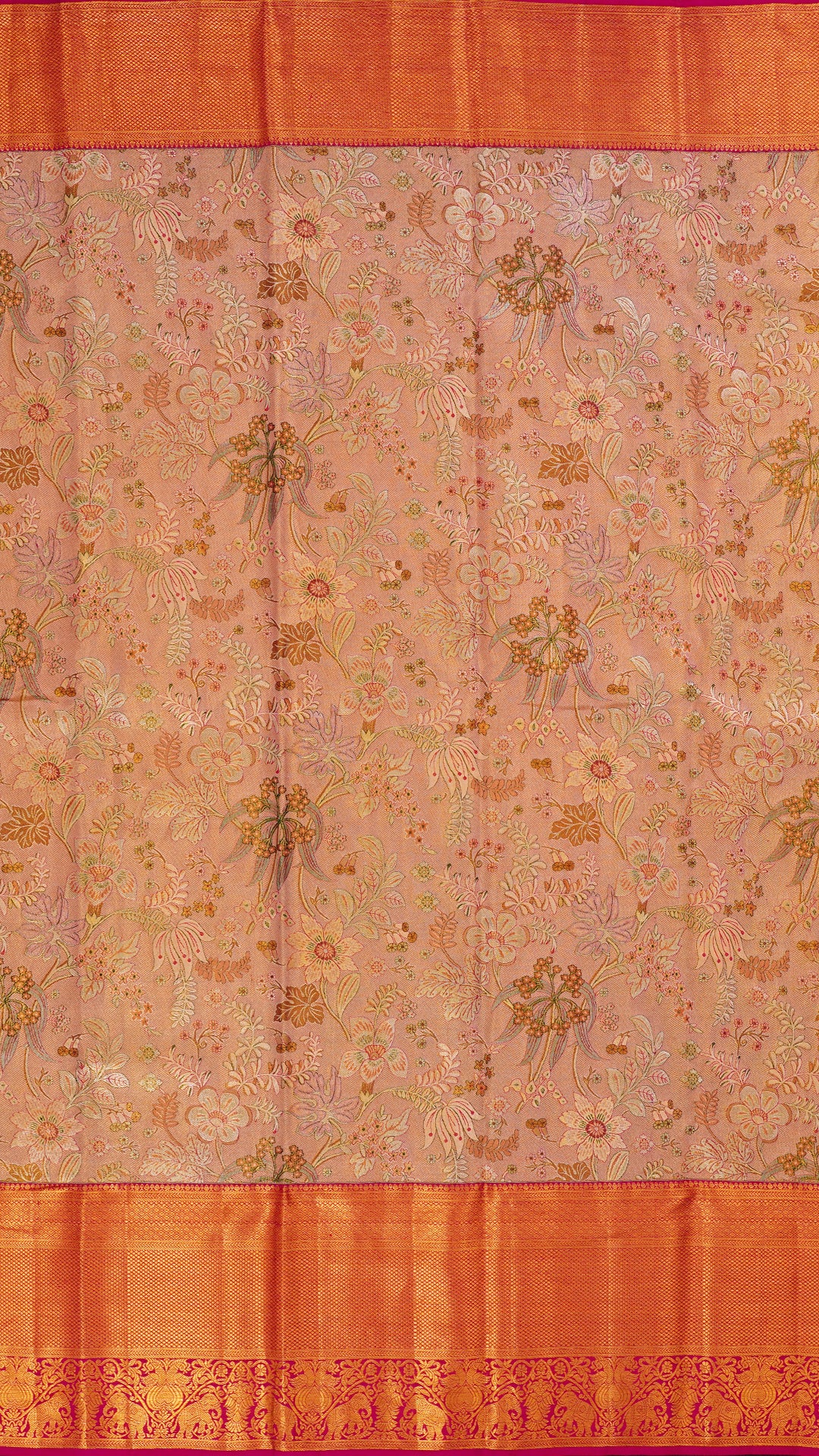 Onion Pink Kanchipuram Saree with Dark Pink Contrast