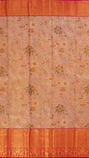 Onion Pink Kanchipuram Saree with Dark Pink Contrast