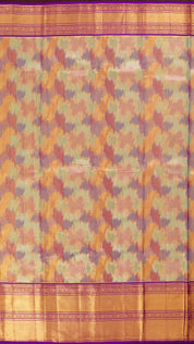 Multi-Colour Kanchipuram Saree with Abstract Design
