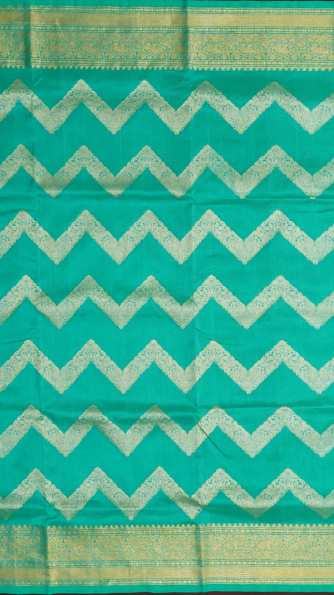 Rama Green Uppada Silk Saree with Gold Designer Buttas