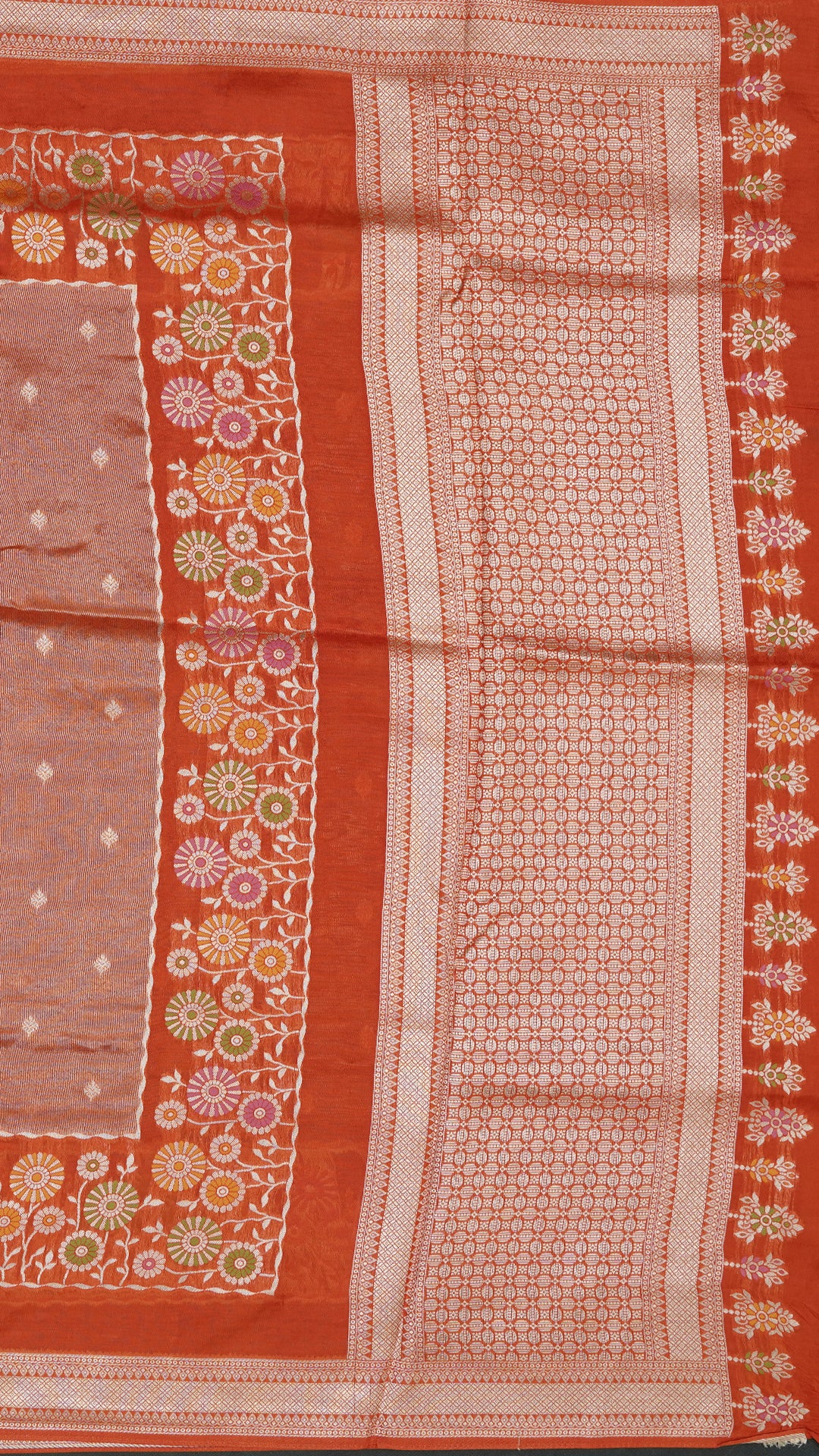 Orange Munga Tussar Silk Workwear Saree | Vaarahi Silks