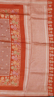 Orange Munga Tussar Silk Workwear Saree | Vaarahi Silks