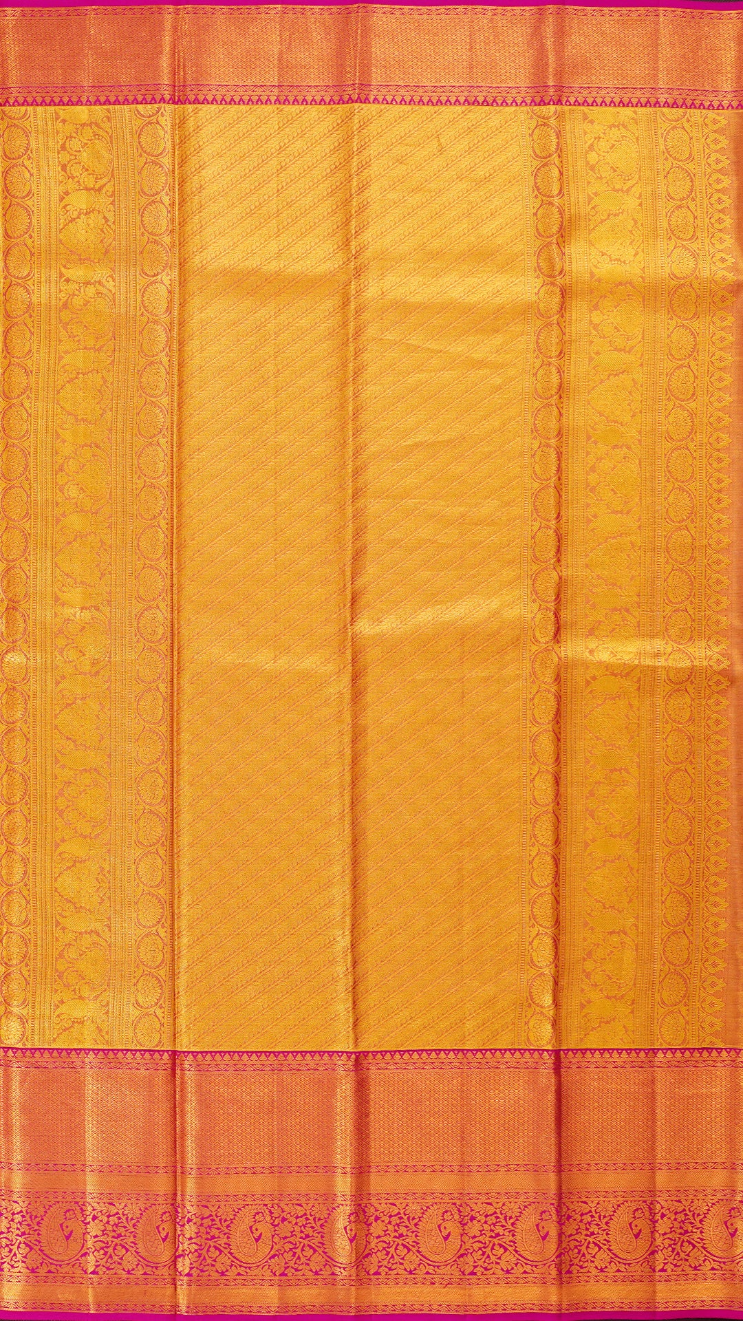 Sea Green and Bright Pink Kanchipuram Silk Saree with Big Zari Border | Traditional Kanchi Pattu Saree
